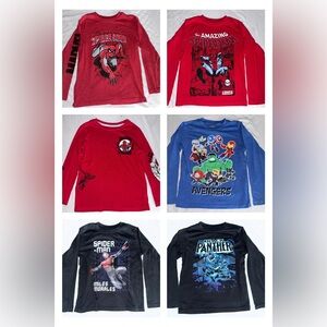 6 Marvel Kids Long Sleeve T-Shirt - Red, Blue, and Black